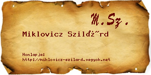 Miklovicz Szilárd névjegykártya